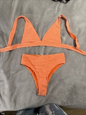 Ribbed Orange Bikini Set